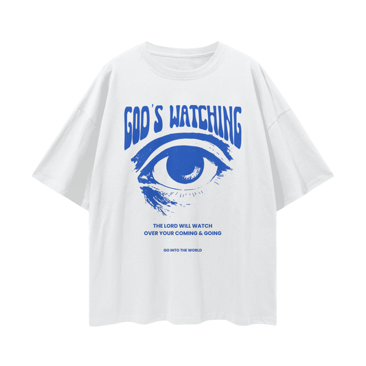 GOD'S WATCHING TEE (BLUE COLORWAY)