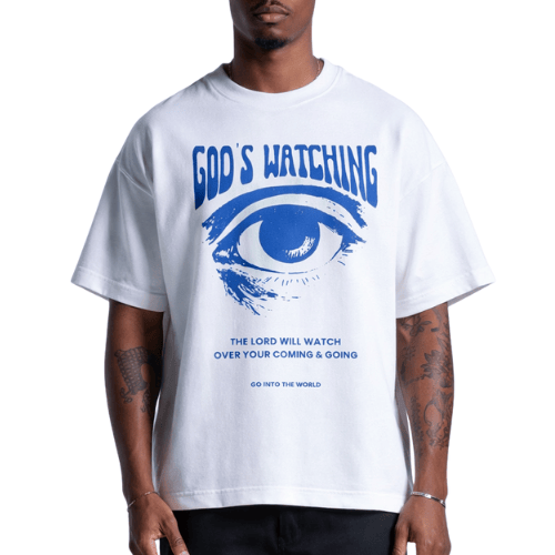 GOD'S WATCHING TEE (BLUE COLORWAY)